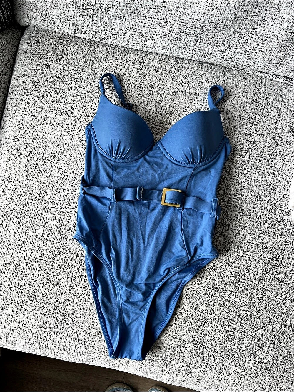 MICHAEL Kors Belted Underwire One-Piece Swimsuit Blue